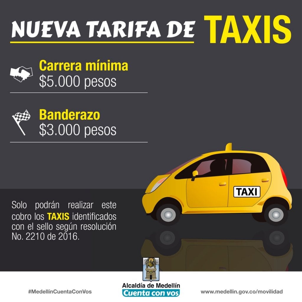 Tarifas de Taxi subirán en Medellín 