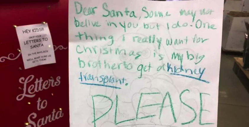 La niña que le pide a Papá Noel un riñón para su hermano