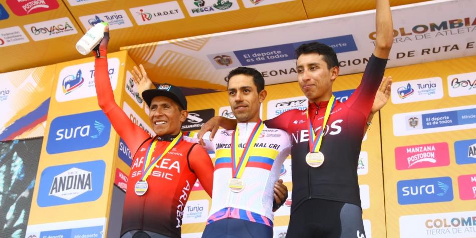 Daniel Martínez venció a Nairo Quintana y Egan Bernal en la contrarreloj