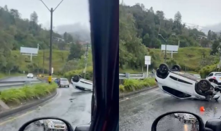 (Video) Por volcamiento de vehículo, vía Las Palmas se encuentra con movilidad reducida