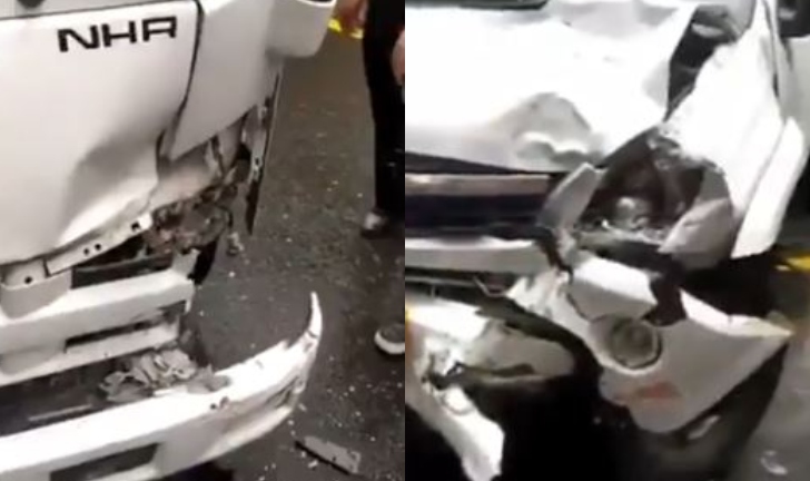 (Video) Tremendo choque entre una camioneta y un camión en la vía Don Diego – La Ceja