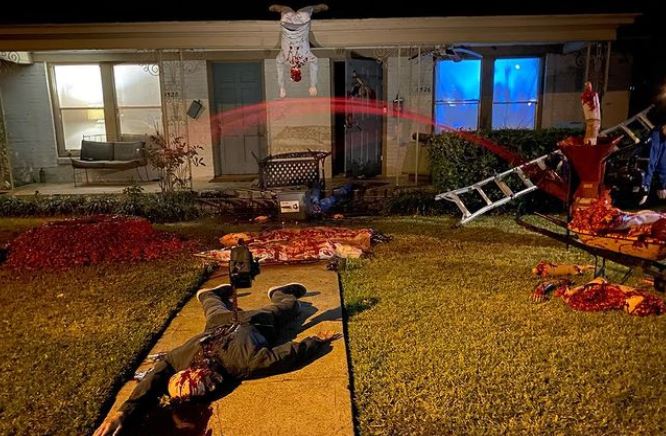 Policías que fueron a investigar sangriento asesinato descubrieron que era decoración de Halloween