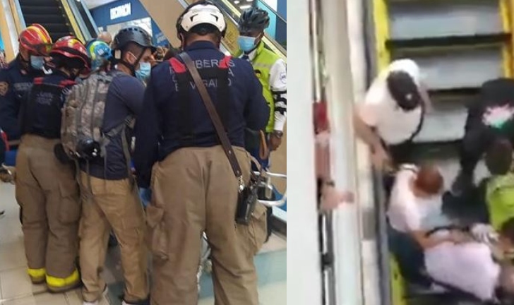(Video) Niño se quedó atrapado en las escales de un centro comercial en Envigado