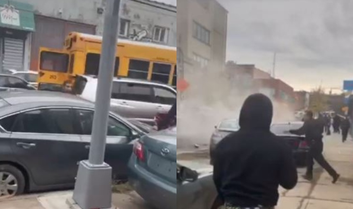 (Video) Robo a bus escolar terminó en choque múltiple