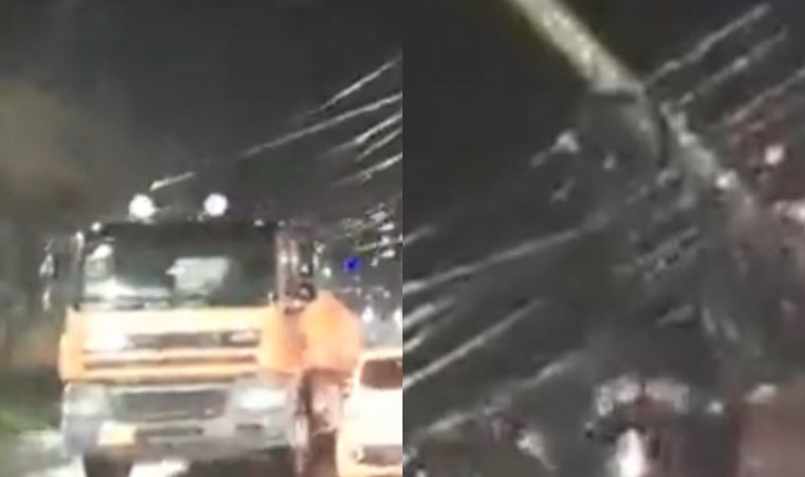 (Video) Camión se enredó con los cables de luz en Itagüí