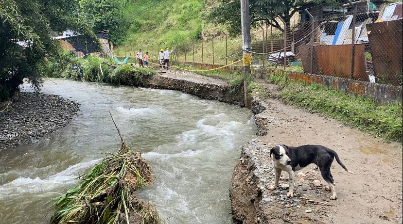 Creciente del Río Medellín destruyó una vía e inundó 35 viviendas, en la vereda La Clara de Caldas