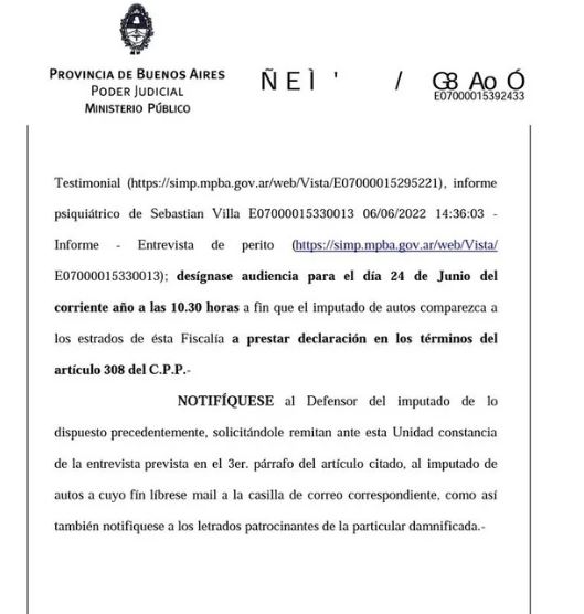 Sebastián Villa fue llamado por un fiscal a rendir indagatoria por la demanda de abuso sexual con acceso carnal, en la investigación que se adelanta por una posible violación e intento de homicidio contra una mujer llamada Támara Doldan en junio del 2021, la cita para presentarse ante la fiscalía quedó definida para el 24 de junio de 2022.