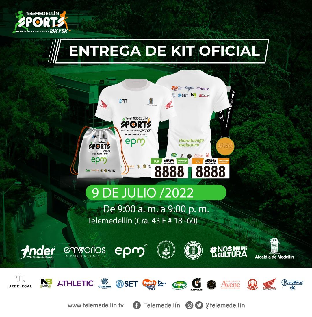 Así será la entrega de kits de la carrera Telemedellín Sports - Medellín Evoluciona