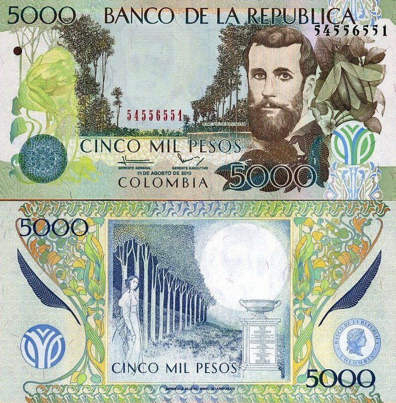 Grandioso Billete Antiguo De Colombia 5000 Pesos Y Sus 40 OFF