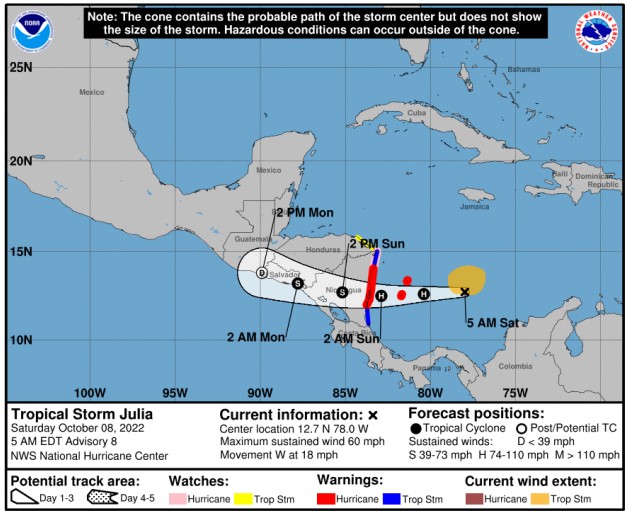 Alerta máxima en San Andrés por tormenta Julia