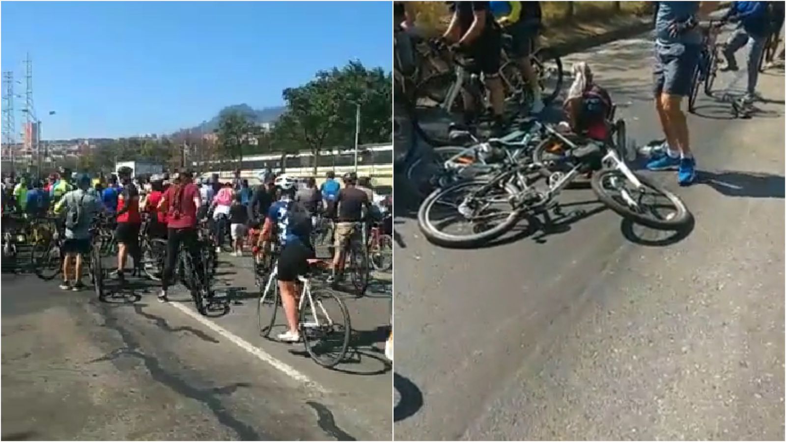 En plena ciclovía un motociclista atropelló a varios ciclistas en Bello