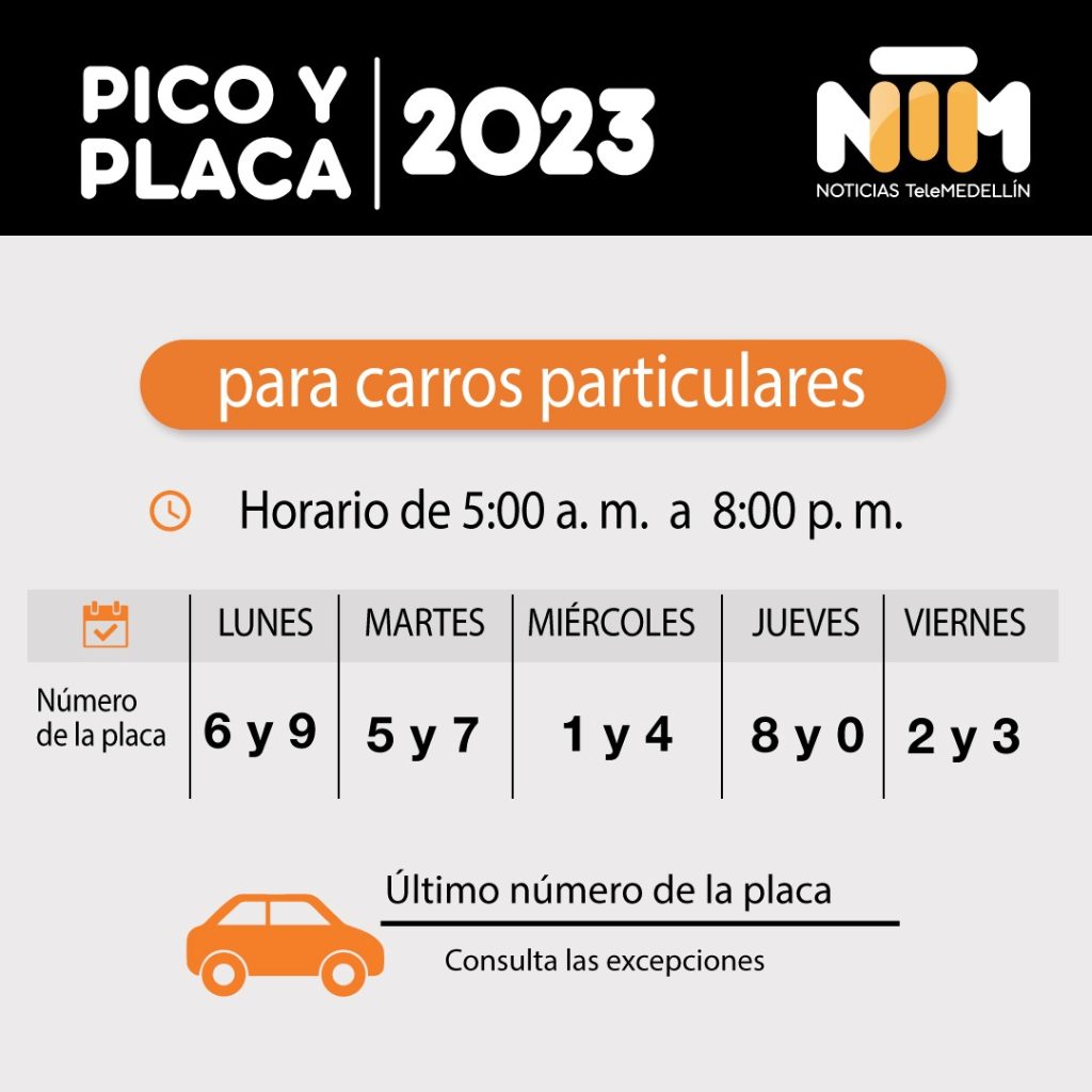 Pico y placa: viernes, 3 de febrero de 2023, en Medellín y el Valle de Aburrá