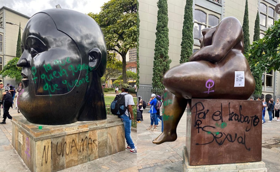 Mes y medio tomará limpiar el patrimonio rayado en Plaza Botero