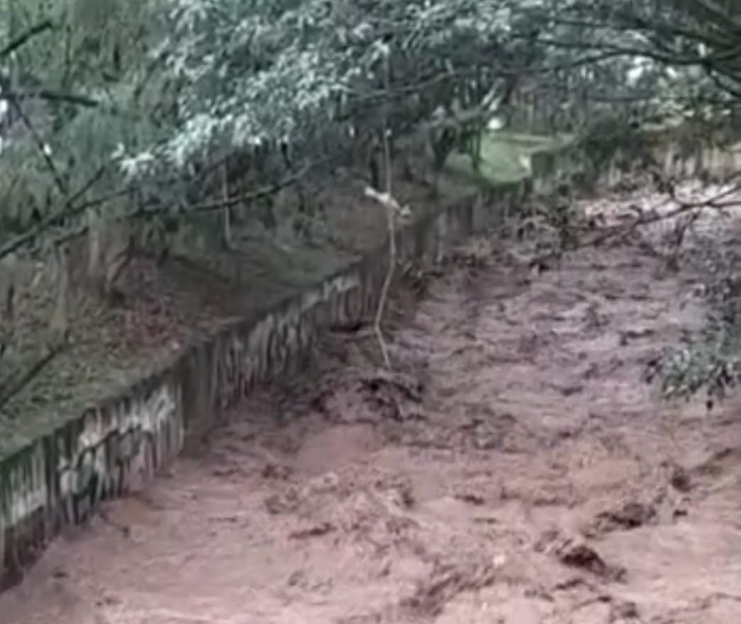[Videos] Por fuerte aguacero se creció la canalización de Ayurá