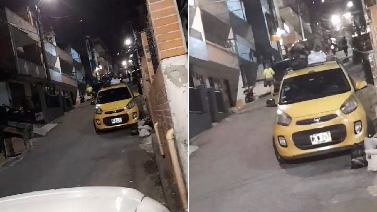 [Videos] Le pusieron toda la basura encima del taxi, en Robledo 