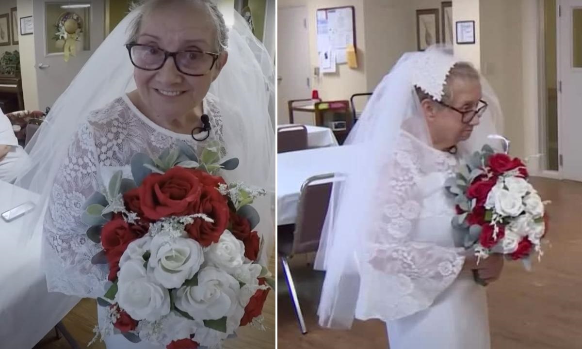 [Video] ¡Cumplió su sueño! Abuela de 77 años se casó con ella misma