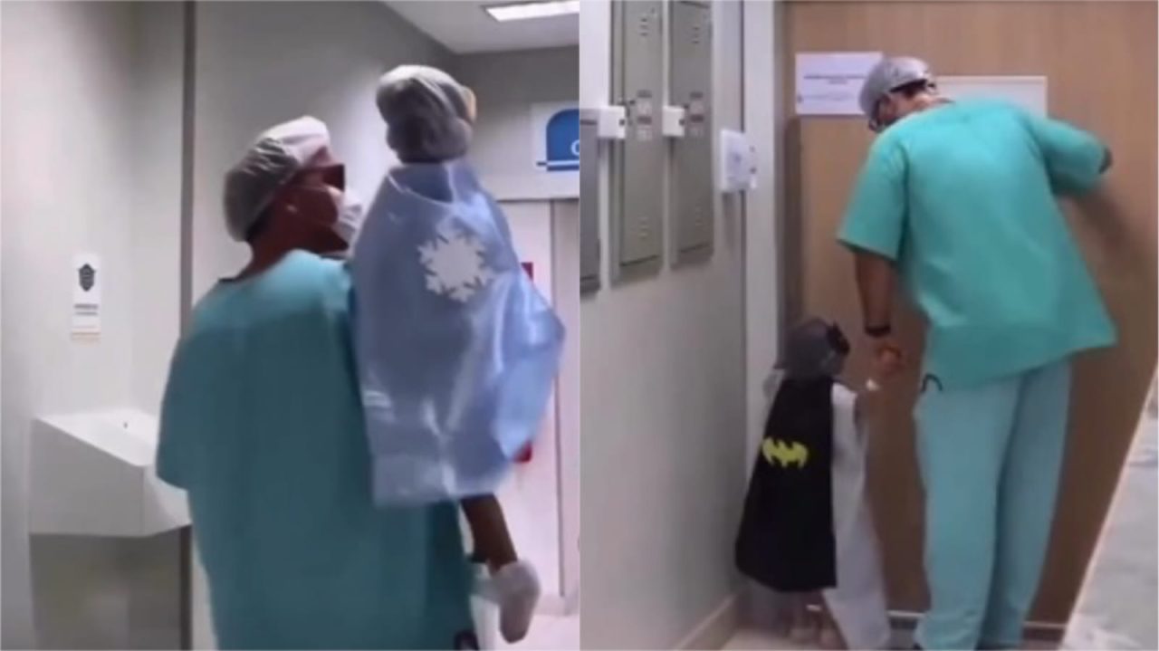 [Video] ¡Que la fuerza te acompañe! Doctor lleva a niños que van para cirugía, vestidos de superhéroes