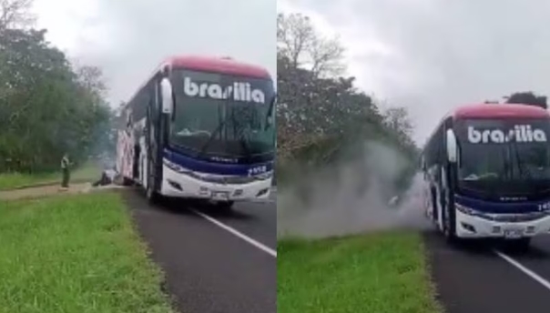 [Video] ¡Impresionante! Llanta de un bus le explotó en la cara a un conductor