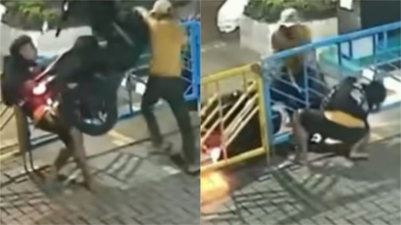 [Video] ¡El colmo! Pasaron una moto por encima de una reja con tal de robársela