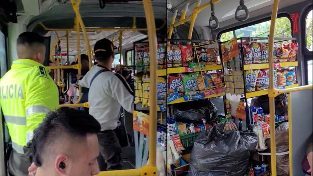 [Video] ¡Vea pues! Vendedor ambulante se sube a un bus con una tienda gigantesca