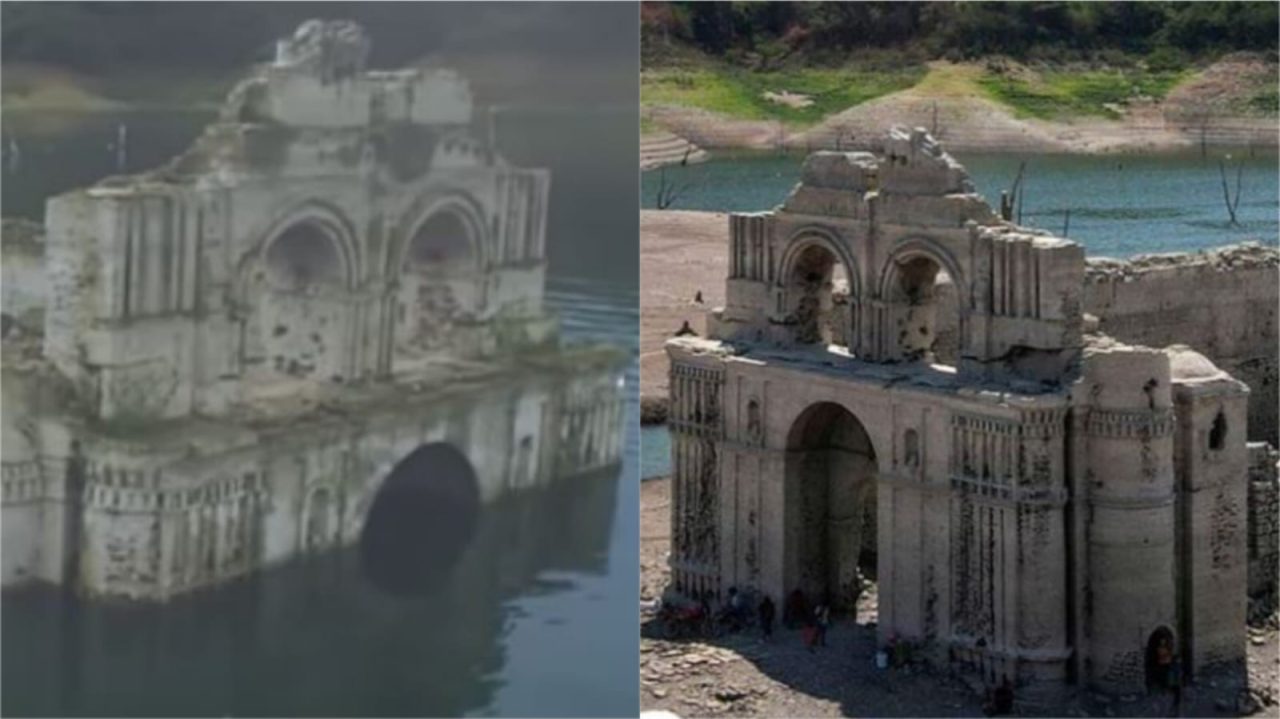 Esta es la iglesia colonial que salió a flote por la sequía en México