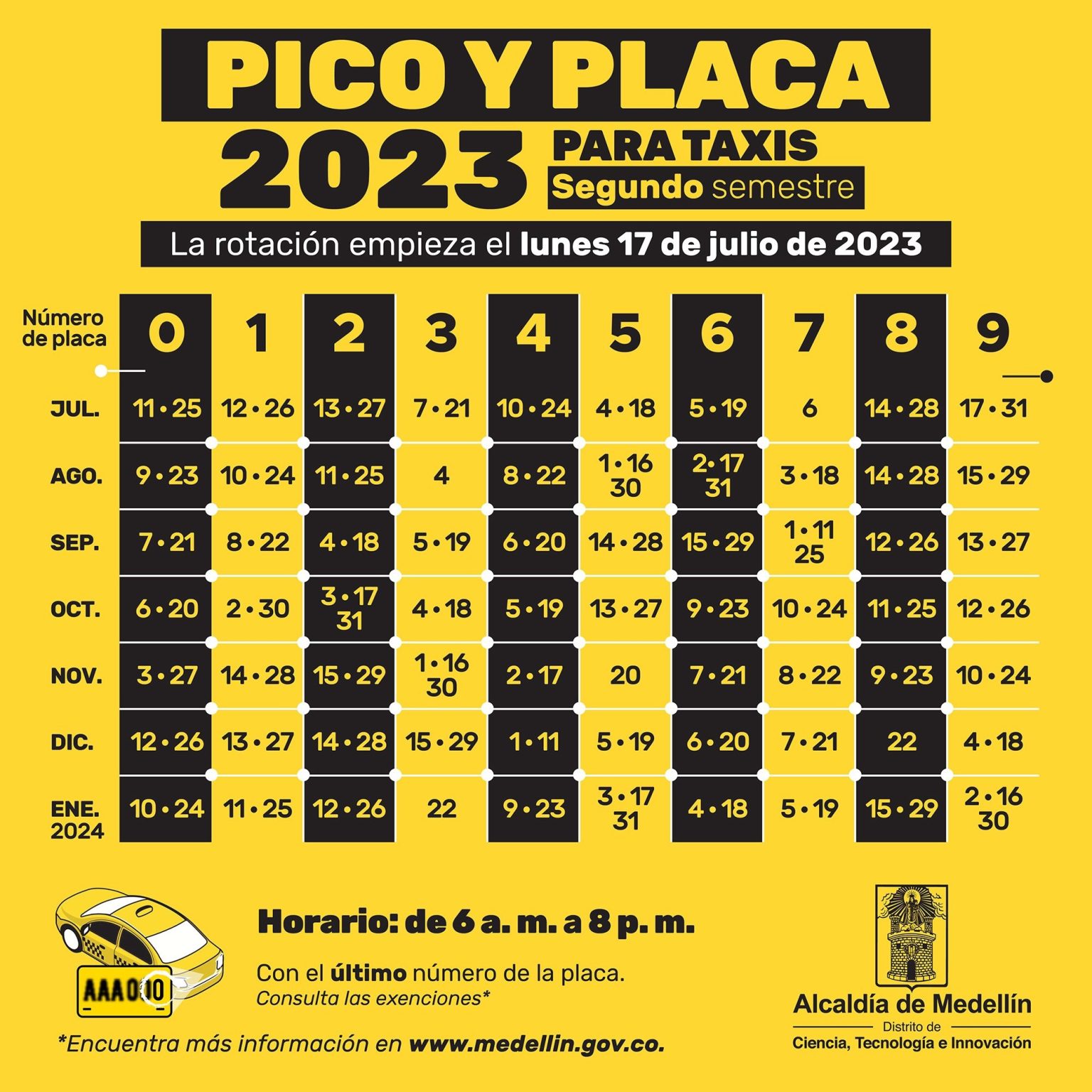 Pico y placa viernes, 1 de diciembre de 2023, en Medellín y el Valle