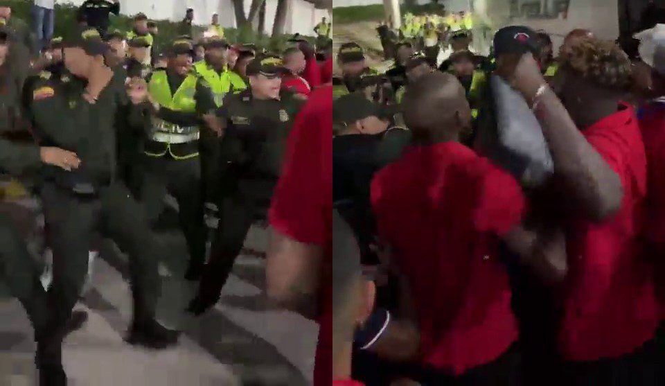 ¡Monumental riña! Pelea entre jugadores del América de Cali y la Policía en Barranquilla
