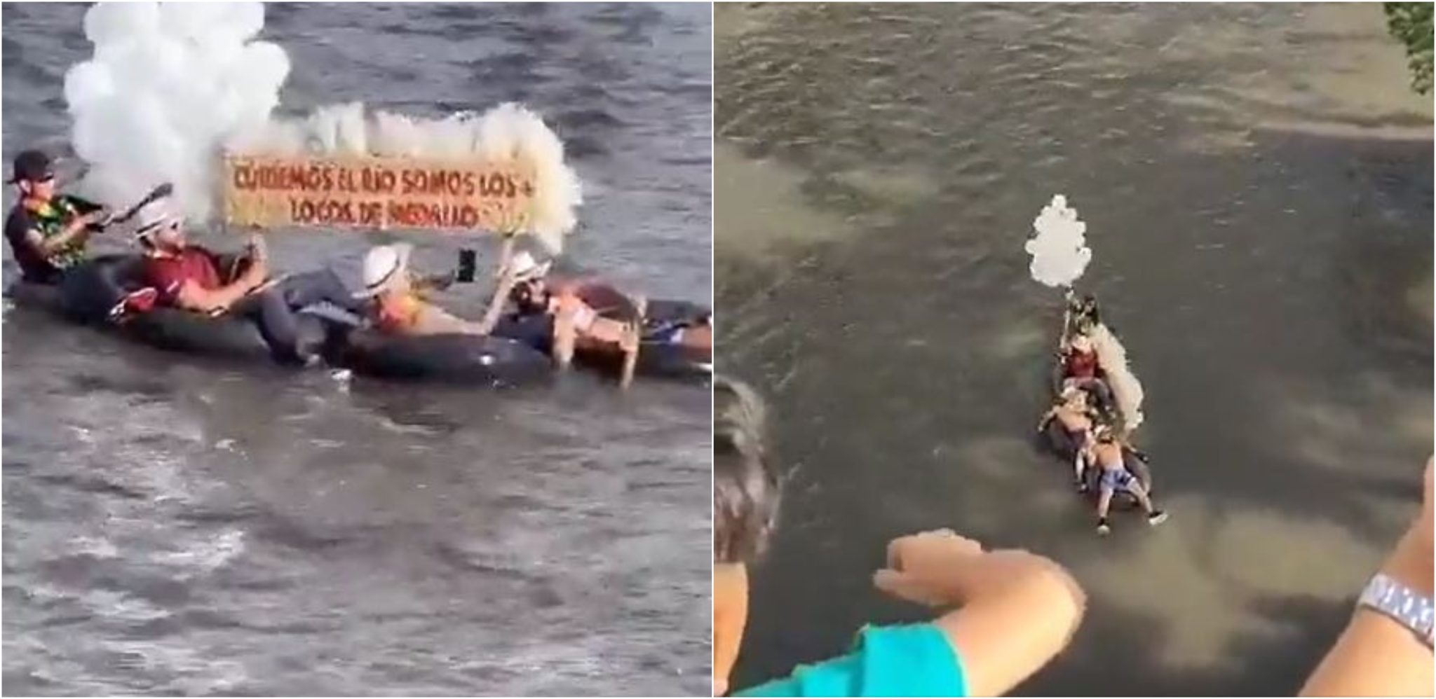 [Video] Hombres se metieron al Río Medellín con un mensaje para cuidarlo