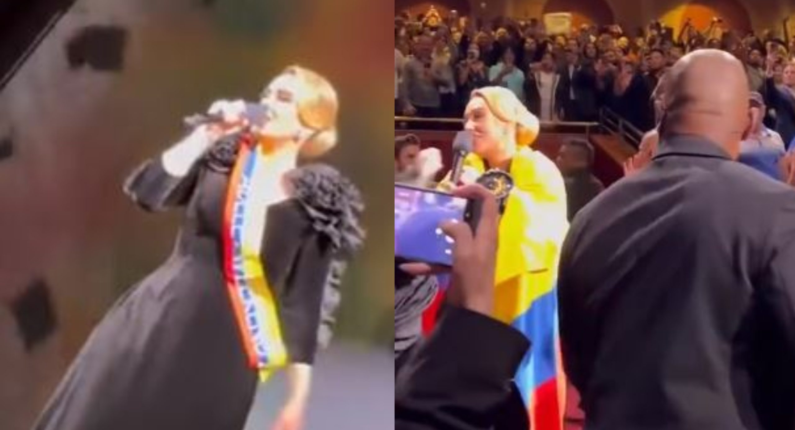 [Video] Adele lució la bandera de Colombia en concierto en Las Vegas