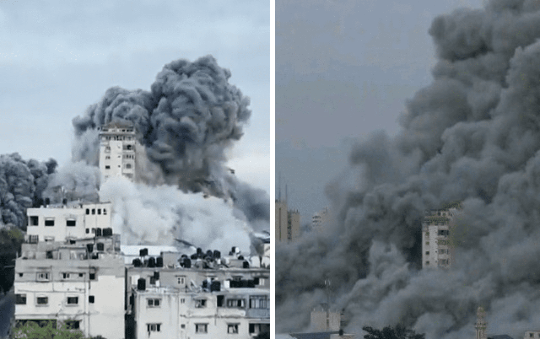 [Video] ¡Impactante! Edificios caen tras bombardeo en Gaza