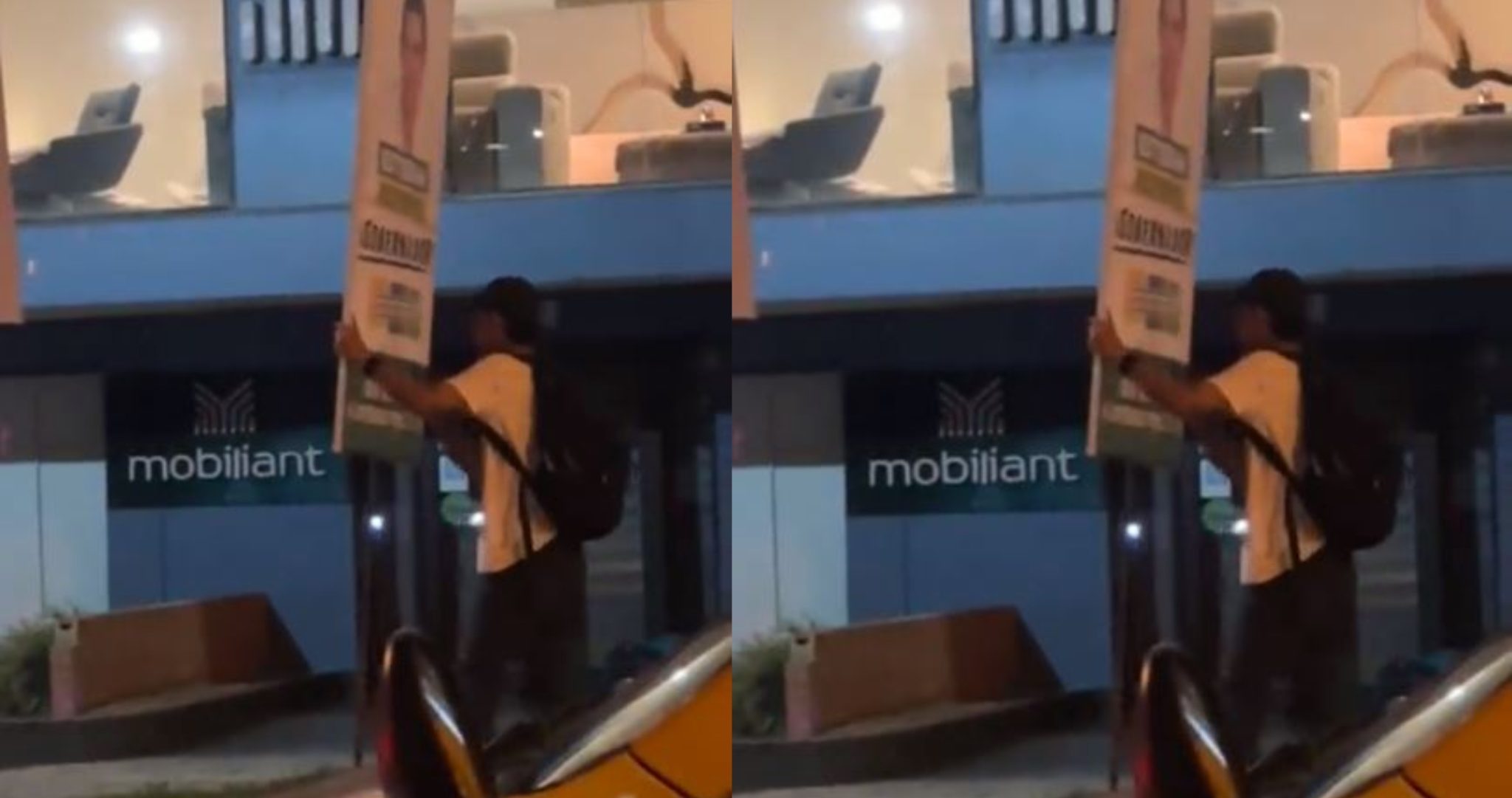 Un hombre dañó publicidad de Esteban Restrepo con un arma blanca