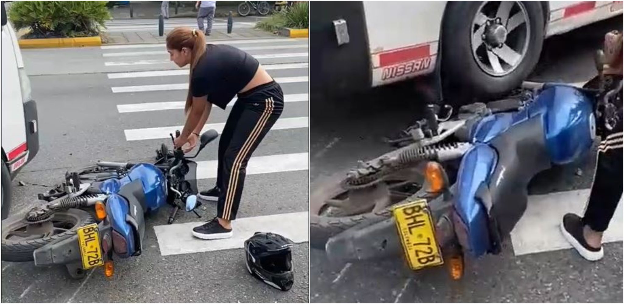 ¡Qué intolerancia! Un hombre pasó su carro por encima de una moto para evadir un choque en Medellín