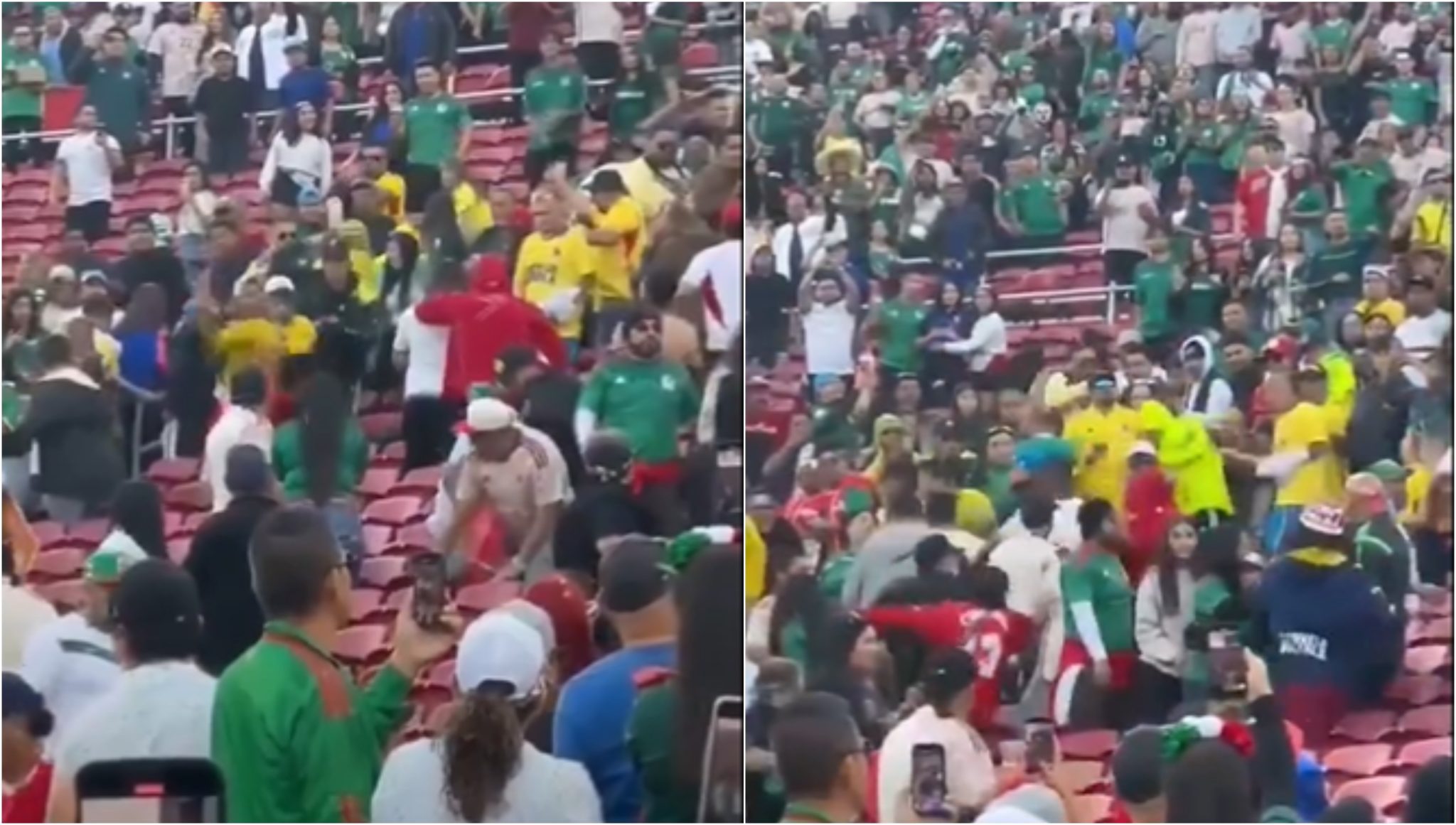 [Video] ¡Qué vergüenza! Pelea entre hinchas colombianos en el partido frente a México