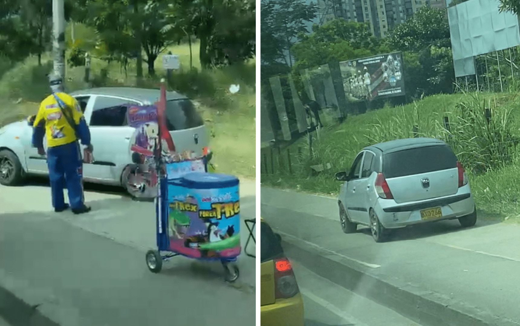 [Video] ¡Atrevido! Conductor transitó en su carro lujoso por una acera para evitar trancón