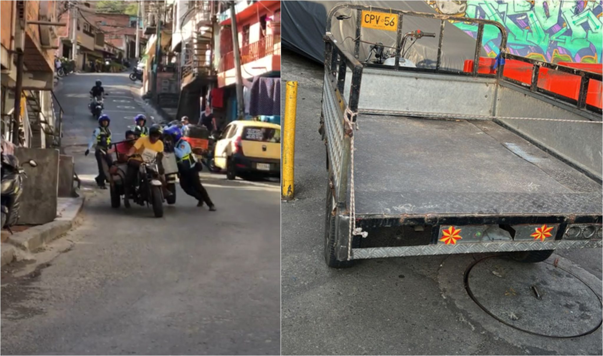 [Video] Agente de tránsito fue atropellado por un motocarro en Medellín