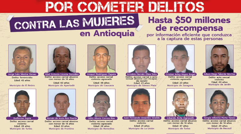 Van 3 presuntos abusadores capturados del cartel de los más buscados en Antioquia