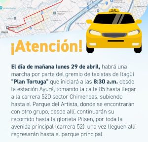 plan tortuga taxistas en Itagüí