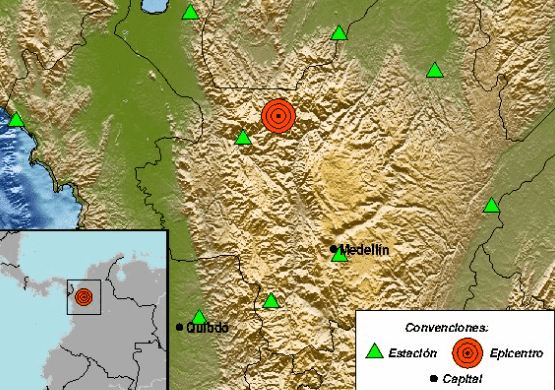 Cuatro temblores se registraron esta madrugada en Antioquia