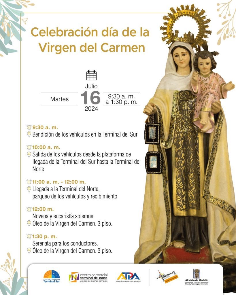 Estas son las calles de Medellín que tendrán cierres por celebración de la Virgen del Carmen