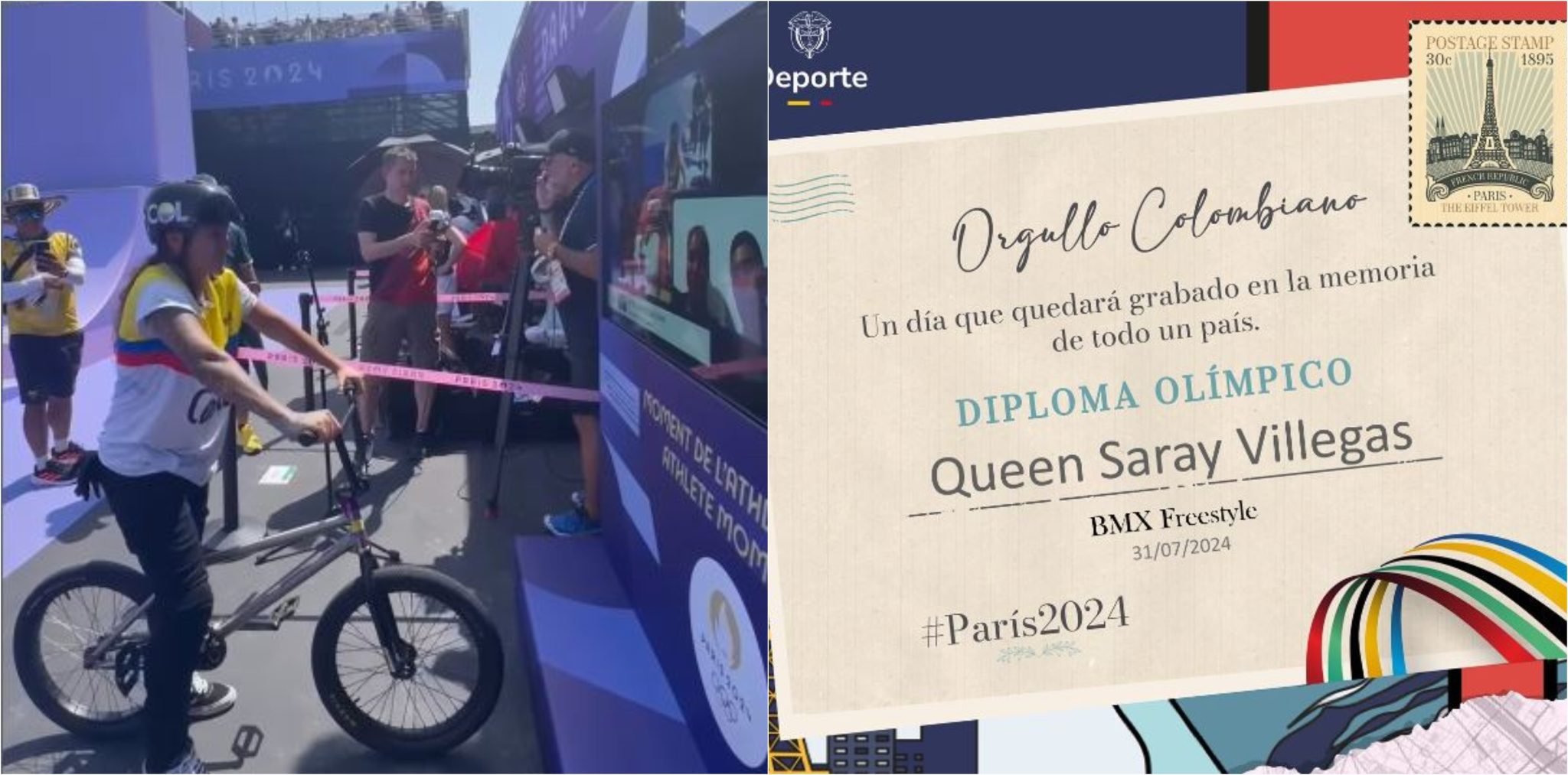 Queen Saray Villegas finalizó cuarta en final del BMX freestyle y recibió diploma olímpico