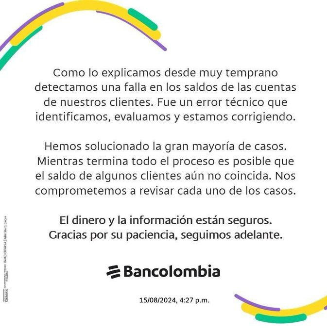 ¿Ya le pagaron Bancolombia anuncia arreglo en su app digital