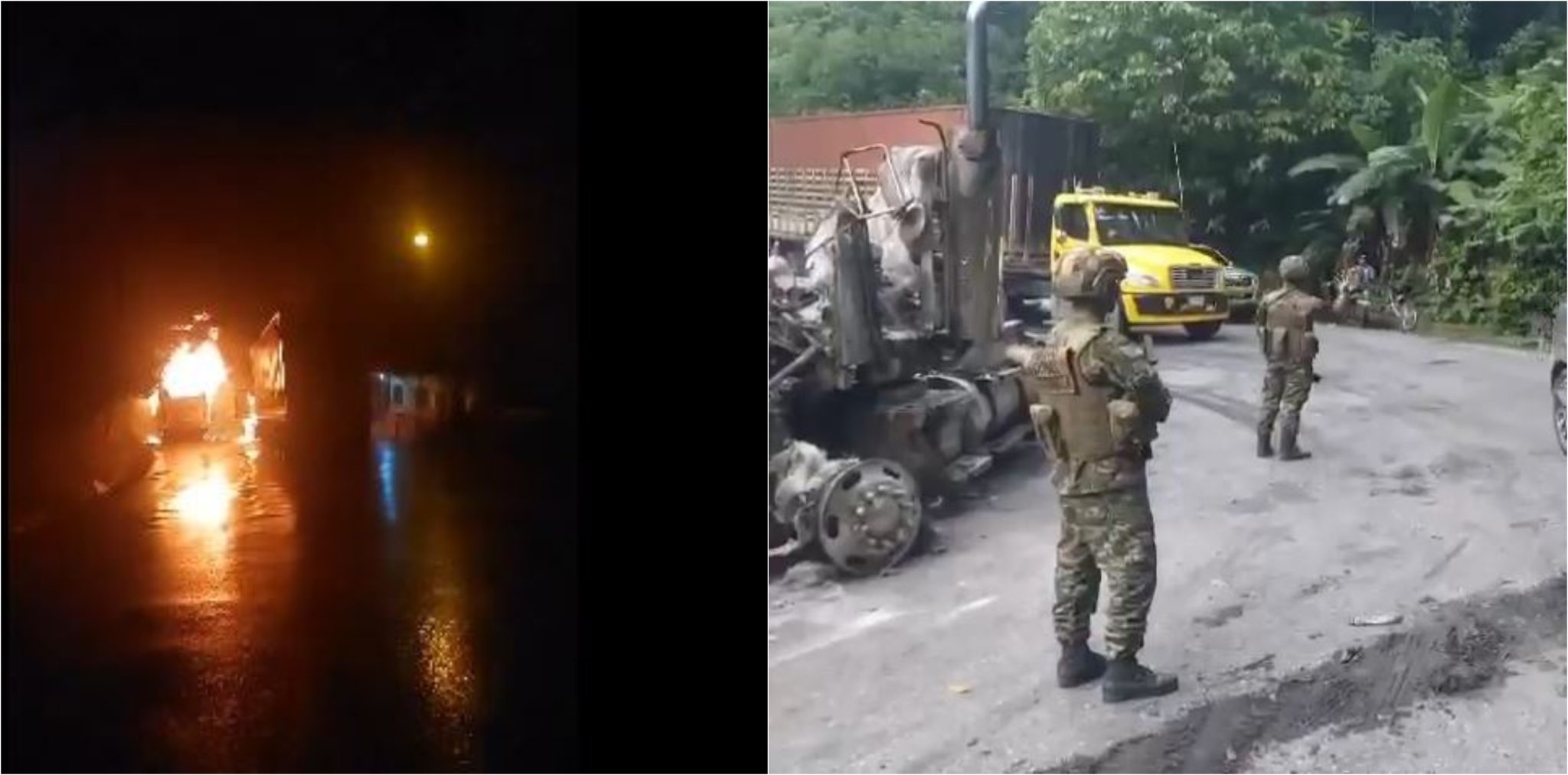 [Video] Queman 4 vehículos en la Troncal a la Costa en Antioquia