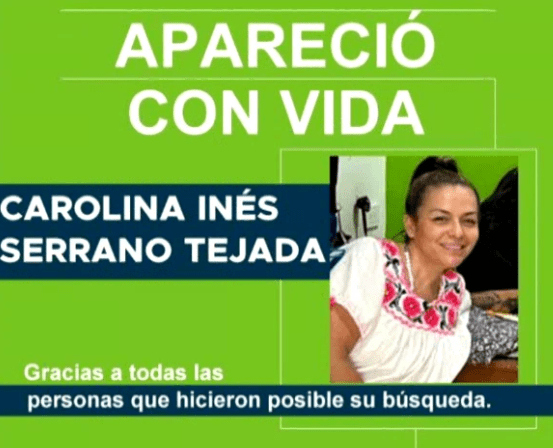 Apareció con vida la abogada Carolina Serrano desaparecida hace 3 días