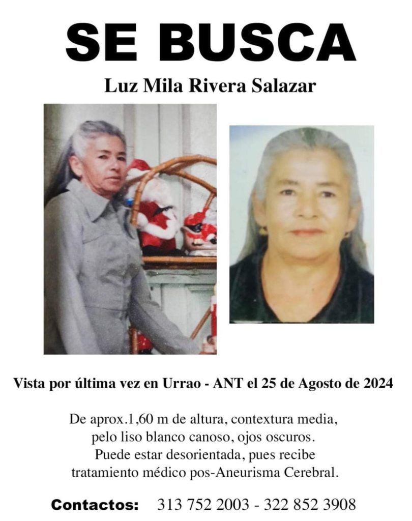 Buscan a Luz Mila Rivera Salazar desaparecida desde el 25 de agosto