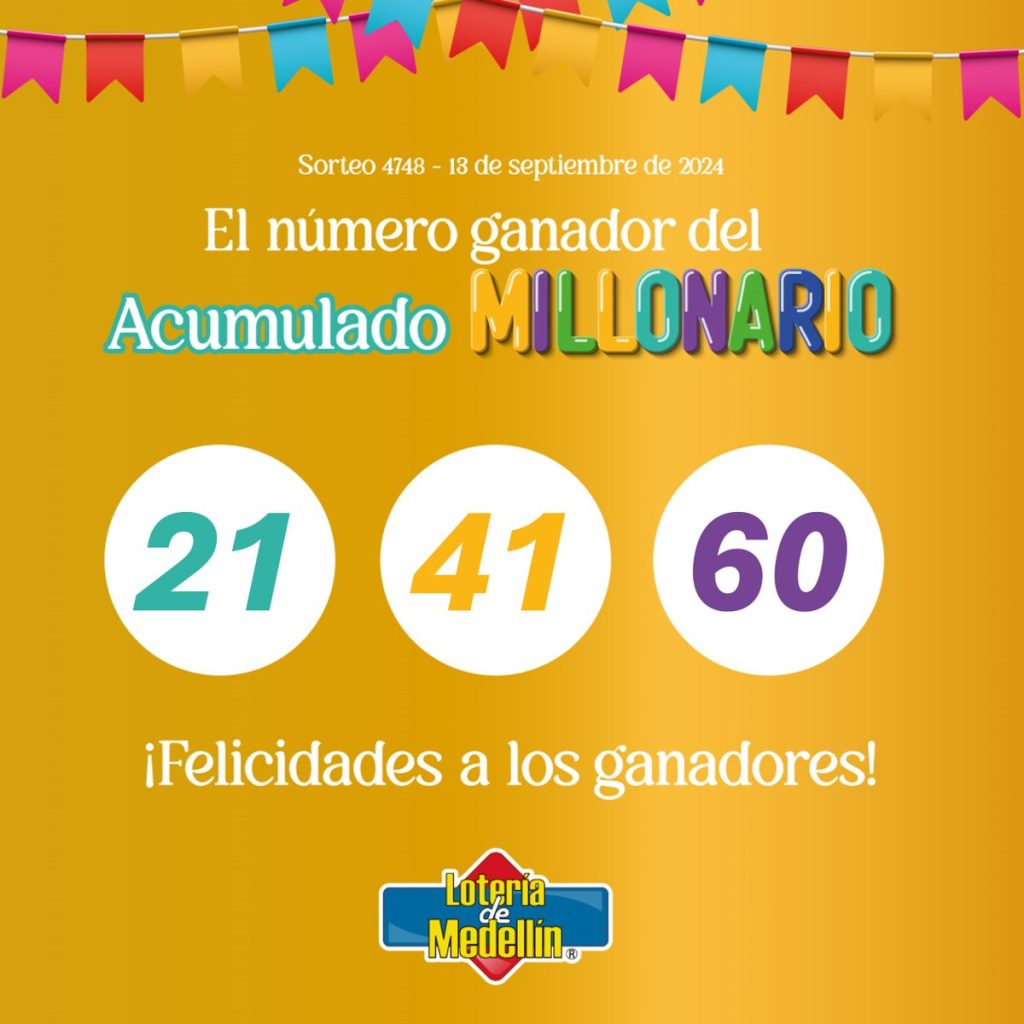 acumulado millonario lotería de medellín