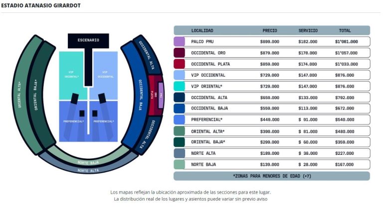 Estos son los precios de la boletería para los conciertos de Shakira en