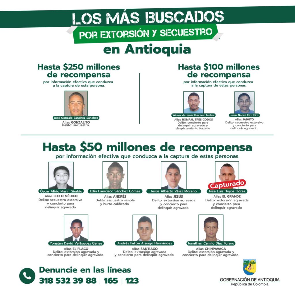 Capturan a alias ‘El Grande’, uno de los criminales más buscados de Antioquia