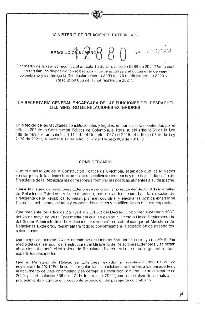 Adiós al cambio de pasaporte al cumplir la mayoría de edad en Colombia