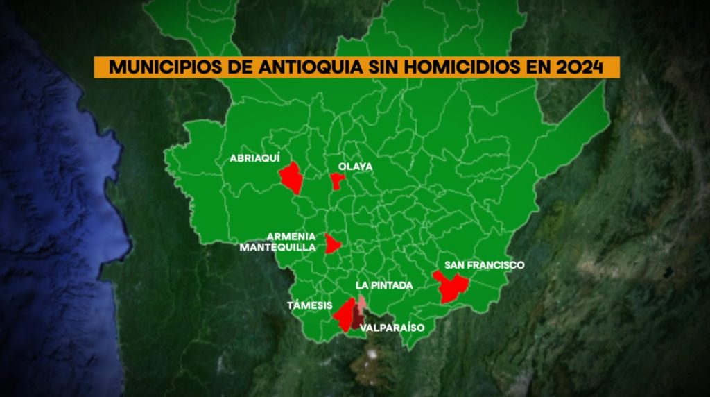 Siete municipios de Antioquia no registran ningún homicidio en 2024