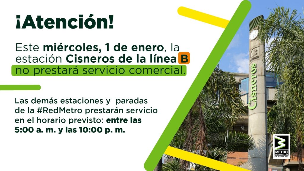 Horarios del Metro: el servicio del Metro finalizará a las 10:00 p.m.. Los últimos trenes saldrán desde la estación San Antonio a esa hora.